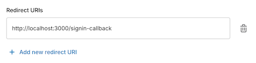 The create app form showing redirect URI input